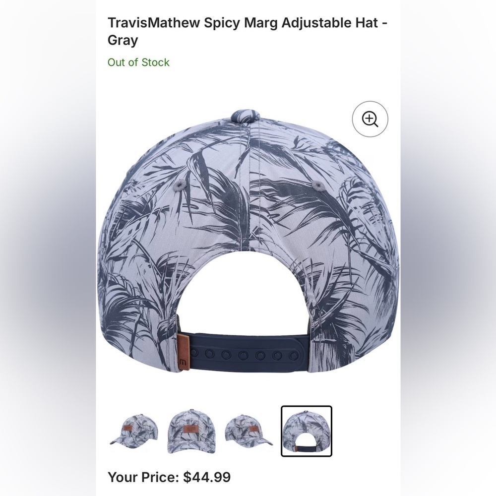 TravisMathew Spicy Marg Adjustable Hat 110 FlexFit Gray/Blue Size:One Size (R96) - Picture 10 of 10